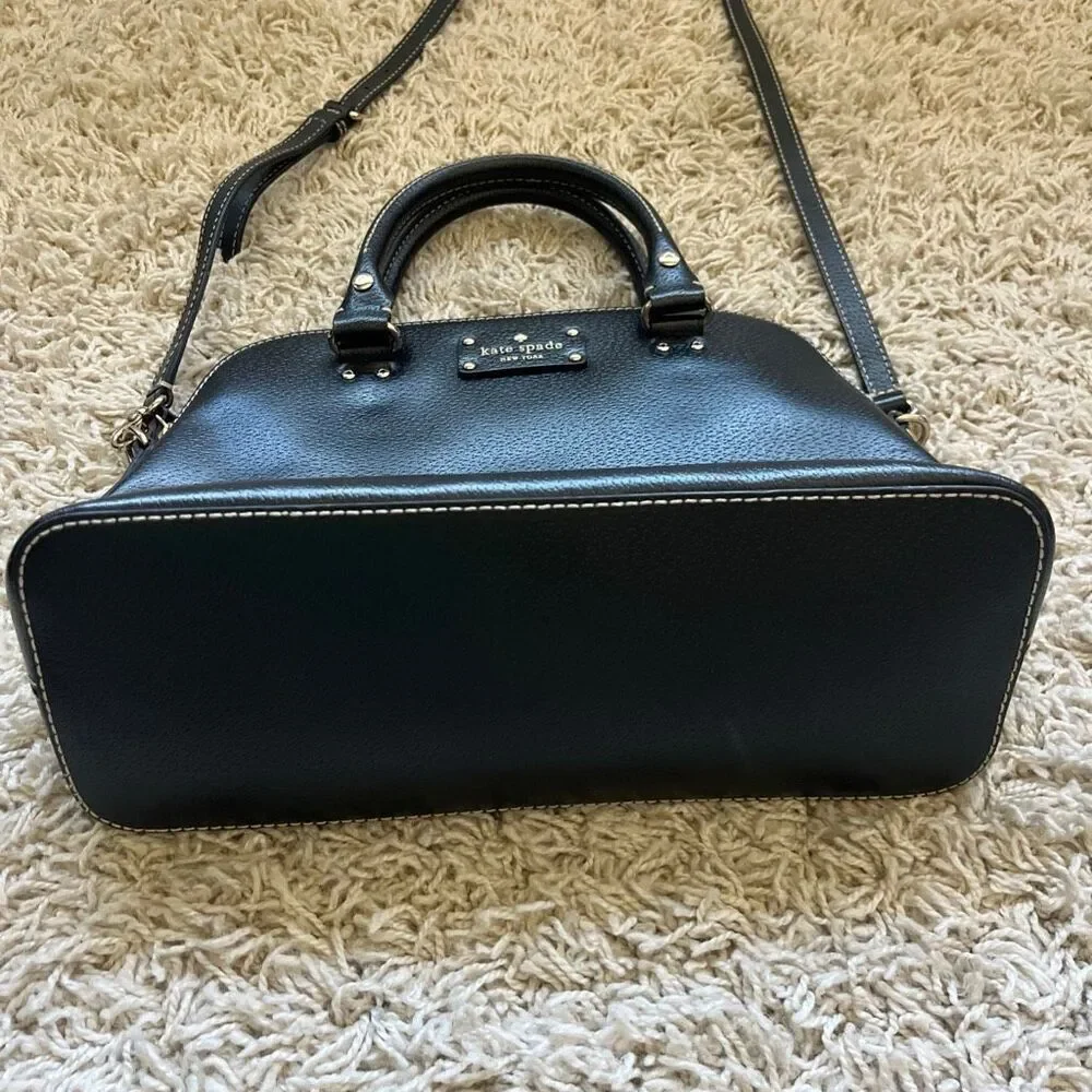 Kate Spade Black Wellesley Rachelle Satchel Leather Bowler Purse Shoulder Bag